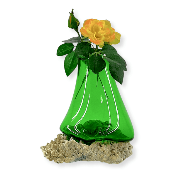 گلدان شیشه ای تلفیق شیشه و سنگ معدنی