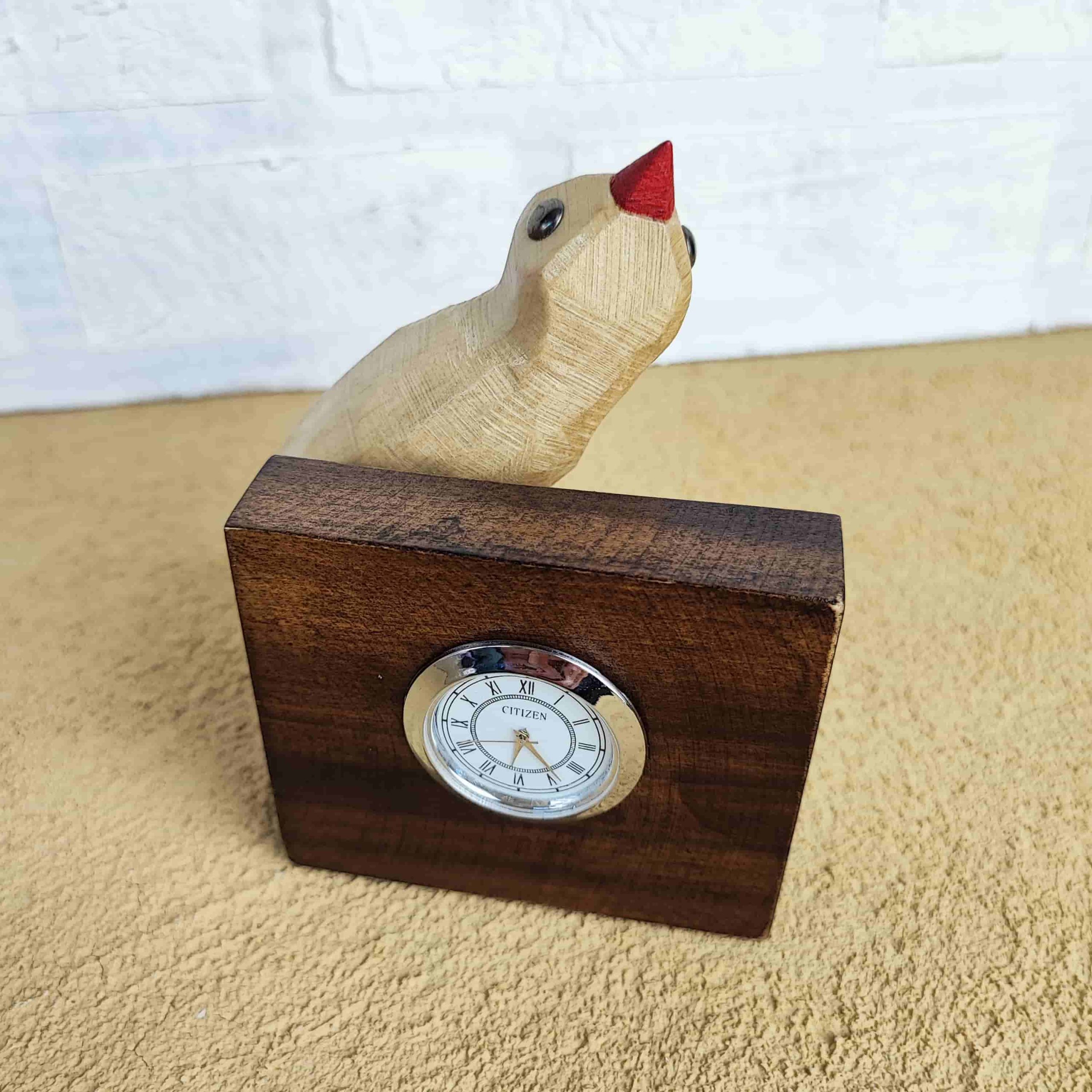 ساعت رومیزی چوبی پرنده مرغ آمین